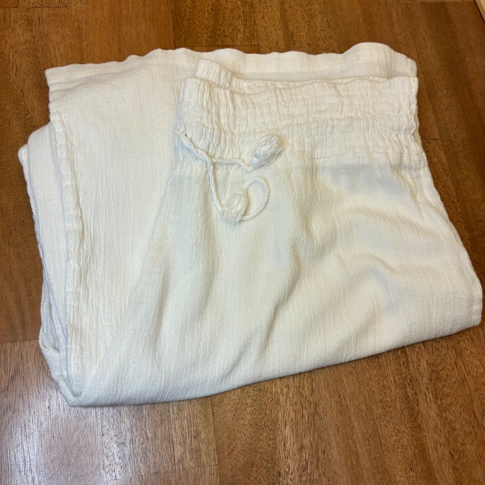 J. Crew White Cotton Gauze Wide Leg Pants Drawstring Cabana Boho Womens Small - Picture 6 of 13